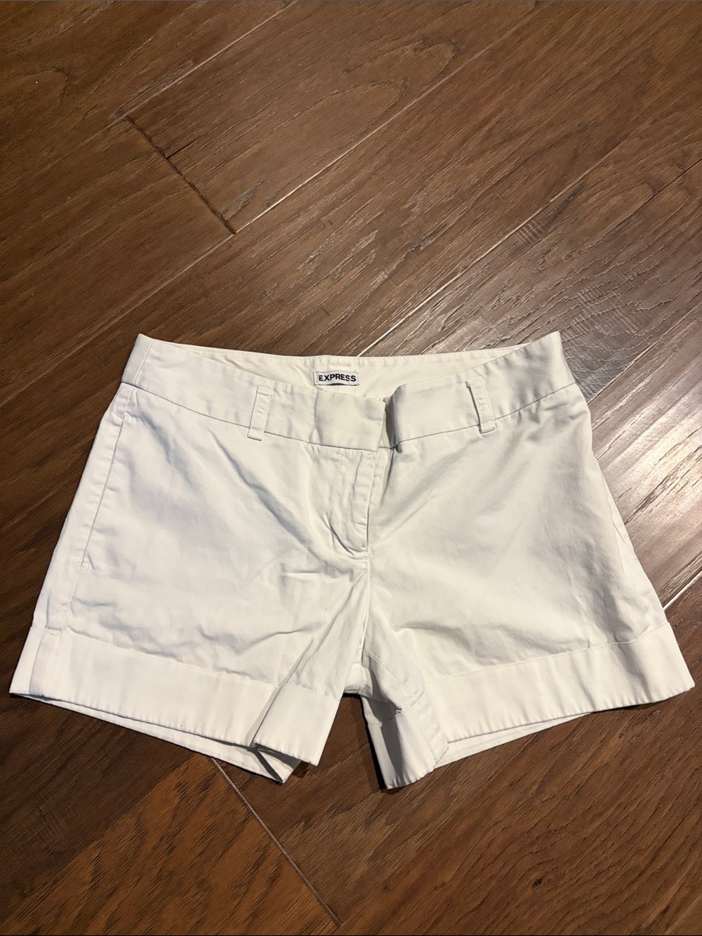 Express White Cotton-Blend Bermuda Shorts